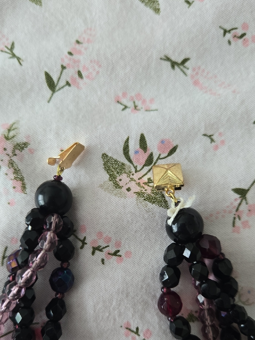 Multi-Strand Purple and Black Beaded Necklace - Picture 4 of 5